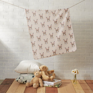 Modern Watercolor Cute Easter Bunny Neutral Baby Blanket