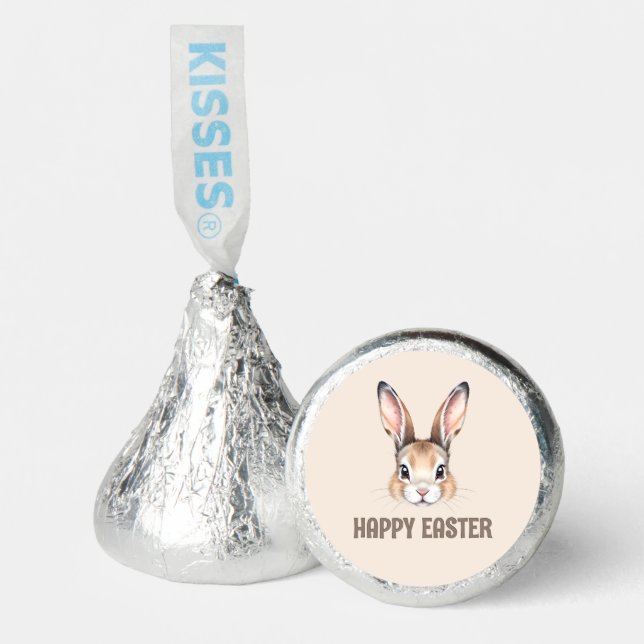 Modern Watercolor Cute Easter Bunny Neutral Hershey®'s Kisses® (Front)