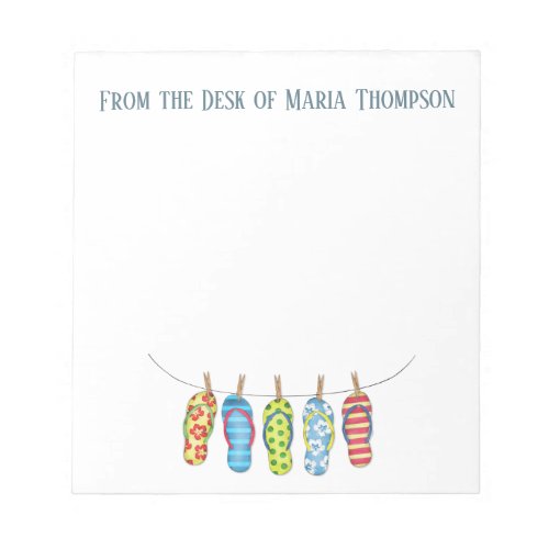 Modern Watercolor Cute Flip Flops Summer  Notepad