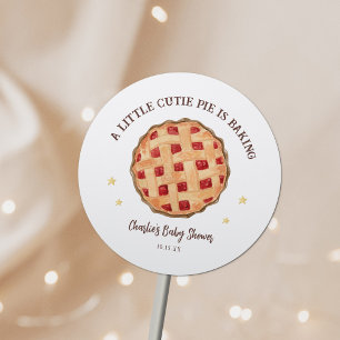 Modern Watercolor Cutie Pie is Baking Baby Shower Classic Round Sticker