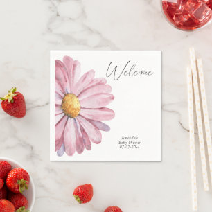 Modern Watercolor Daisy baby shower Napkins