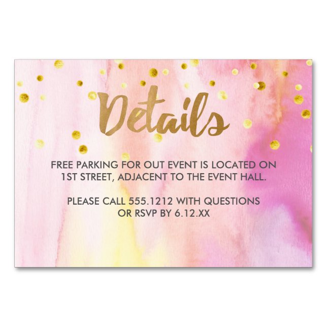 Modern Watercolor Details RSVP card (Front)