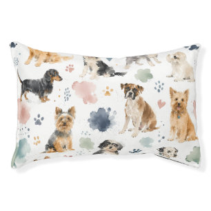 Modern Watercolor Dogs Pet Bed