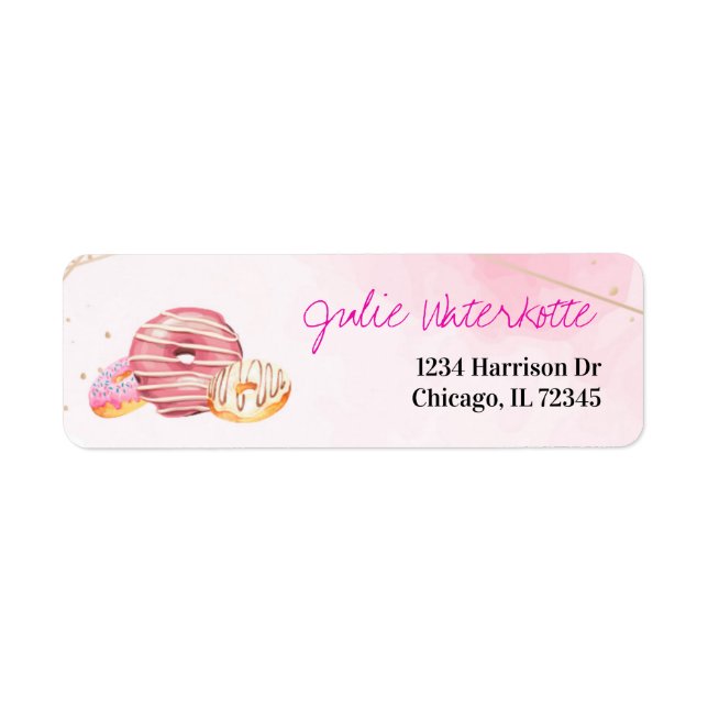 Modern Watercolor Donut Address Label (Front)