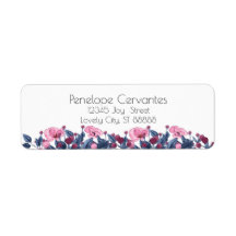 Modern Watercolor Dusty Blue and Pink Floral