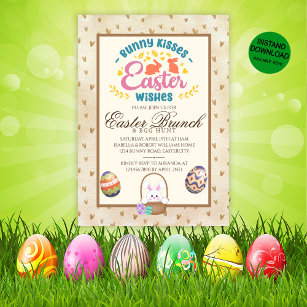 Modern Watercolor Easter Brunch Egg Hunt Invitation