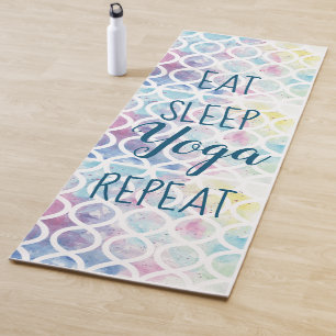 Modern watercolor eat sleep yoga repeat mat
