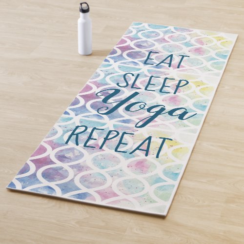 Modern watercolor eat sleep yoga repeat yoga mat