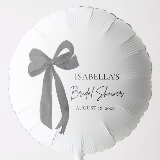 Modern Watercolor Elegant Black Bow Bridal Shower Balloon (Front)
