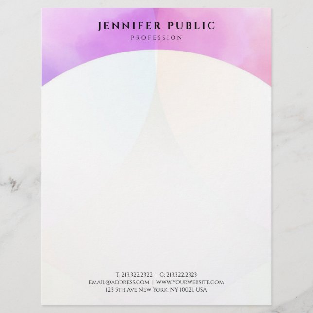 Modern Watercolor Elegant Simple Design Template Letterhead (Front)