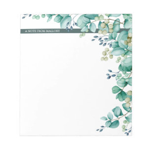 Modern Watercolor Eucalyptus Border Notepad