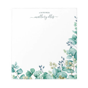 Modern Watercolor Eucalyptus Border Notepad