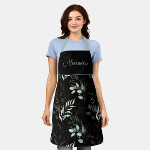 Modern Watercolor Eucalyptus Floral Personalized  Apron