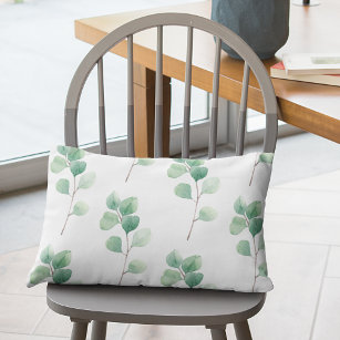 Modern Watercolor Eucalyptus Green Pattern Accent Pillow