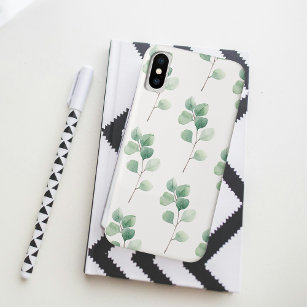 Modern Watercolor Eucalyptus Green Pattern iPhone XS Case