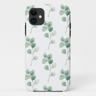 Modern Watercolor Eucalyptus Green Pattern iPhone 11 Case
