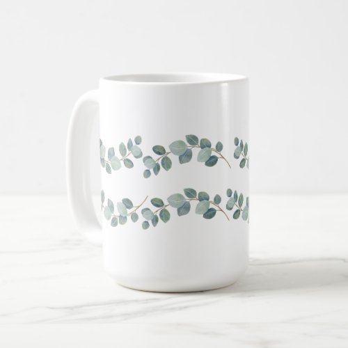 Modern Watercolor Eucalyptus Green Pattern Coffee Mug