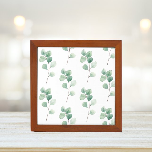 Modern Watercolor Eucalyptus Green Pattern Desk Organizer (Creator Uploaded)