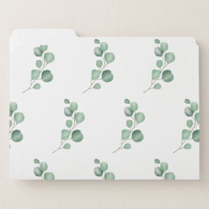 Modern Watercolor Eucalyptus Green Pattern File Folder