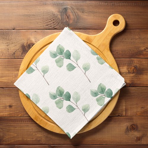 Modern Watercolor Eucalyptus Green Pattern Kitchen Towel