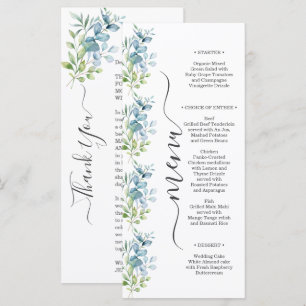 Modern Watercolor Eucalyptus Greenery Wedding Menu