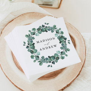 Modern Watercolor Eucalyptus Greenery Wedding Napkins