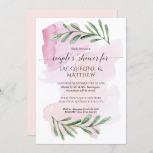 Modern Watercolor Eucalyptus Leaves Couples Shower Invitation