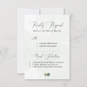 Modern Watercolor Eucalyptus Leaves RSVP Card