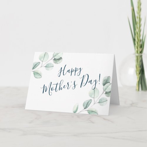 Modern Watercolor Eucalyptus Mothers Day Card