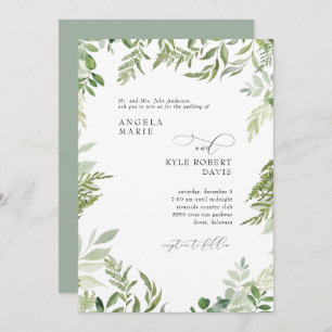 Modern Watercolor Eucalyptus Parents Sage Wedding Invitation