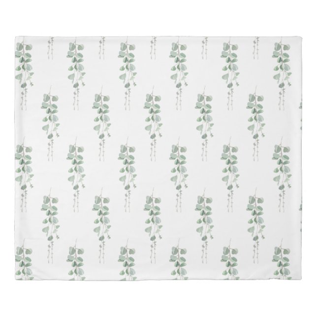 Modern Watercolor Eucalyptus Pattern Duvet Cover (Front)