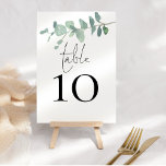 Modern Watercolor Eucalyptus Script Wedding  Table Number<br><div class="desc">Modern Watercolor Eucalyptus Script Wedding  Table is set in a handwriting style script and your table number beneath with elegant watercolor foliage across the top. Easily personalise the number. The same design is on the other side and will update simultaneously as you make your change to the number.</div>