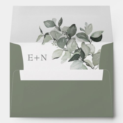 Modern Watercolor Eucalyptus Wedding Envelope