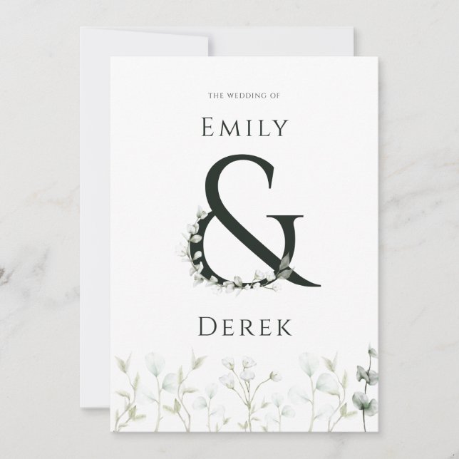 Modern Watercolor Eucalyptus Wedding invitation (Front)