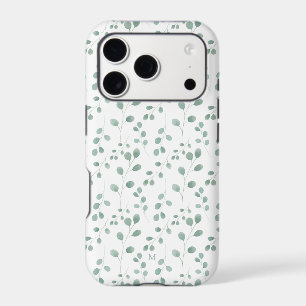 Modern Watercolor Eucalyptus White Personalized iPhone 17 Pro Case