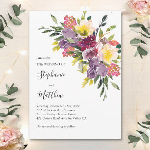 Modern Watercolor Fall Floral Wedding Invitation
