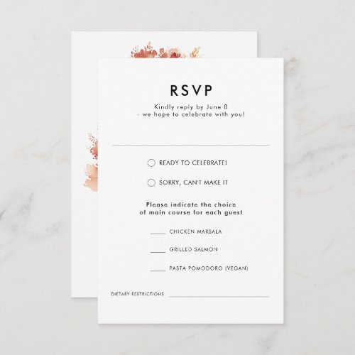 Modern Watercolor Fall Outdoor Forest Wedding  RSVP Card