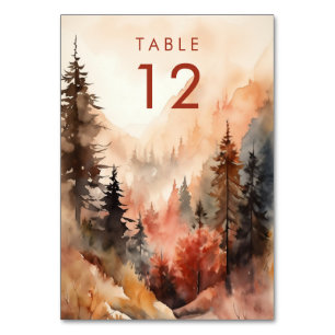 Modern Watercolor Fall Terracotta Wedding Table Number