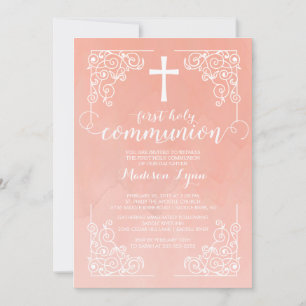 Modern Watercolor First Holy Communion Invitation