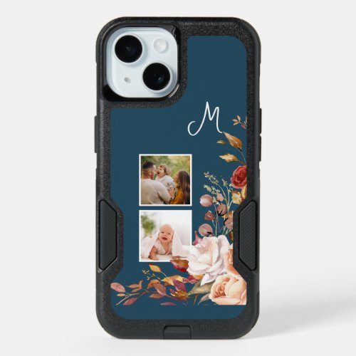 Modern Watercolor Floral 2_Photo Monogram iPhone 15 Case