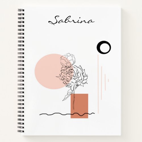 Modern Watercolor Floral Abstract Orange Pink Notebook
