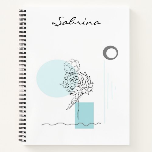 Modern Watercolor Floral Abstract Turquoise Notebook