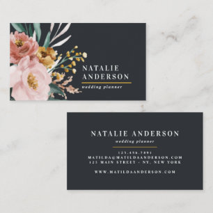 Modern watercolor floral and foliage elegant business card