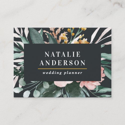 Modern watercolor floral and foliage elegant business card