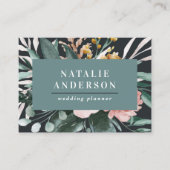 Modern watercolor floral and foliage elegant business card (Front)
