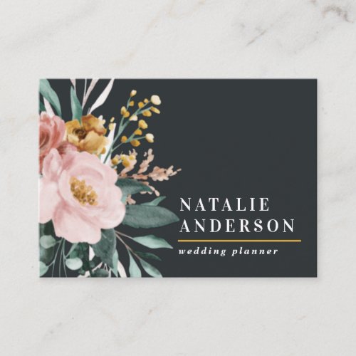 Modern watercolor floral and foliage elegant business card