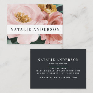 Modern watercolor floral and foliage elegant business card
