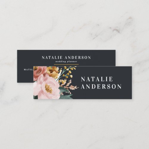 Modern watercolor floral and foliage elegant mini business card