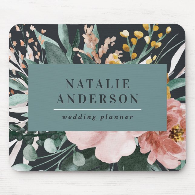 Modern watercolor floral and foliage elegant mouse pad (Front)