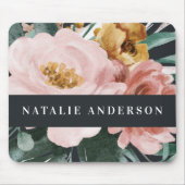 Modern watercolor floral and foliage elegant mouse pad (Front)
